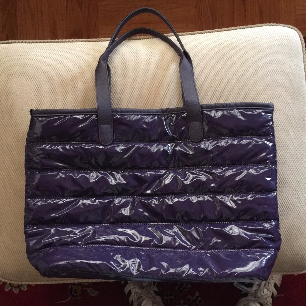 Purple Puffer Tote Bag Handbag